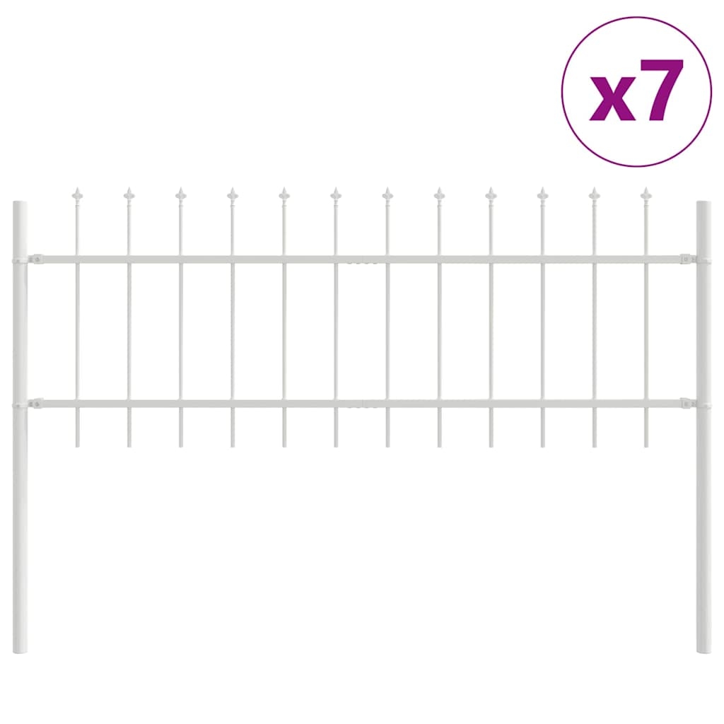 vidaXL Gartenzaun 7 pcs Weiß 11,9 x 0,6 m Pulverbeschichteter Stahl Image