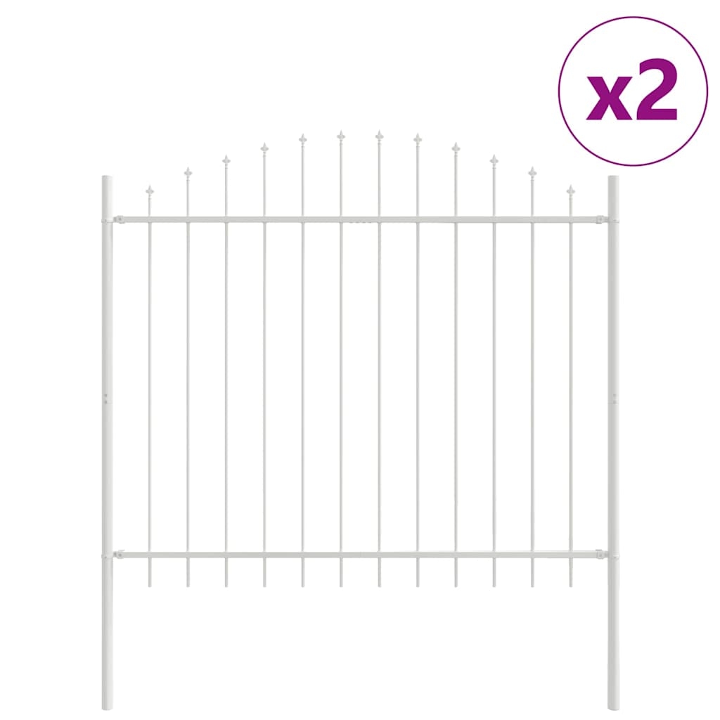 vidaXL Gartenzaun 2 pcs Weiß 170 x 190 cm Pulverbeschichteter Stahl Image