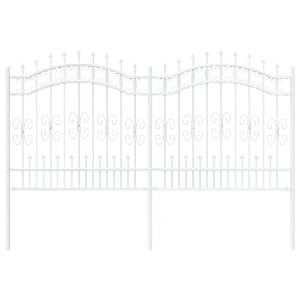 vidaXL Gartenzaun Weiß 240 x 166 cm Pulverbeschichteter Stahl Image