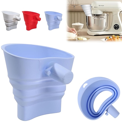 1 Stück kleckerfreier Mehleinfülltrichter für KitchenAid-Küchenmaschinen, lebensmittelechter Silikontrichter, Aufsatz für Standmixer mit 4,5–5 Litern Fassungsvermögen und kippbarem Kopf, Image