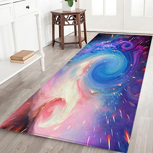 Flurläufer mit Sternenhimmel-Muster, Flanellstoff, bedruckt, rutschfest, weich, für Eingangsbereich und Badezimmer Image