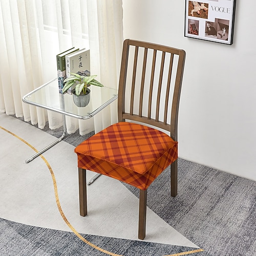 Esszimmerstuhl-Sitzbezug, Hocker-Sitzbezug, geometrisch bedruckter Polyester-Überzug, Stretch-Sitzschutz für Küche, Esszimmer, Zuhause Image