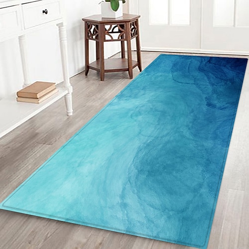 Flurläufer mit blauem Meeresmuster, Flanellstoff, bedruckt, Heimdekoration, Eingangsbereich, staubabweisende Fußmatte, saugfähiges, weiches Badezimmerkissen Image