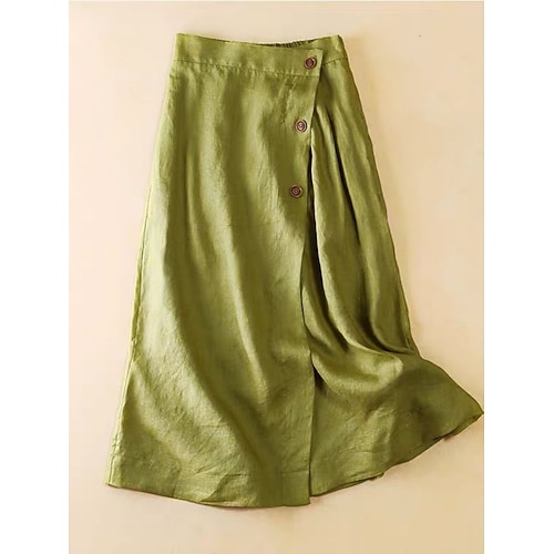Damen Urlaubsrock Mode Lässig Midi Hohe Taille Röcke Einfach Gerafft Dehnbar Täglich Strand Schwarz Weiß Grün Khaki Sommer