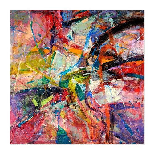 Handgemaltes Ölgemälde auf Leinwand, abstrakte Wanddekoration in Farbe für Wohnzimmer, auf Keilrahmen gespannt / gerolltes, ungespanntes Gemälde Image