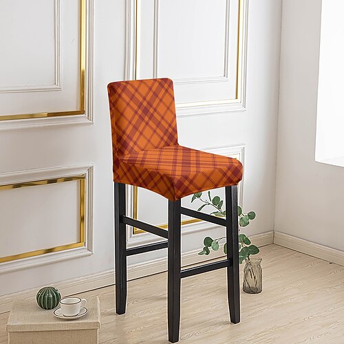 1/2/4/6 Stück bedruckte Stretch-Barhockerbezüge, Stuhlhussen mit niedriger Rückenlehne für Zuhause, Hotel, Esszimmer Image