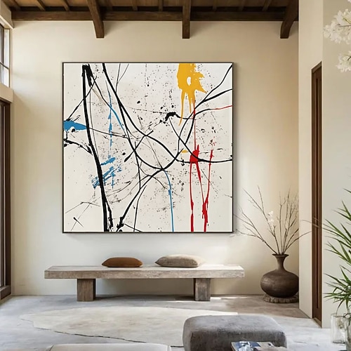 handgemaltes, originales abstraktes Acrylgemälde, farbenfrohes abstraktes großes Leinwandbild, Akzentwandkunst, Wanddekoration, farbenfrohe moderne Wandkunst Image