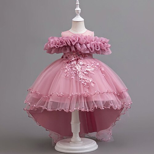 Kinder Mädchen Partykleid Einfarbig Ärmellos Besonderer Anlass Süß Polyester Knielang Sommer Frühling Herbst 4-12 Jahre Mehrfarbig Champagner Rosa Image