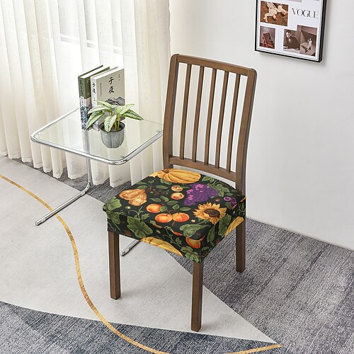 Esszimmerstuhl-Sitzbezug, Hocker-Sitzbezug, geometrisch bedruckter Polyester-Überzug, Stretch-Sitzschutz für Küche, Esszimmer, Zuhause Image