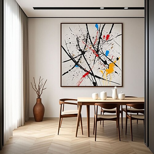 handgemaltes, originales abstraktes Acrylgemälde, farbenfrohes abstraktes großes Leinwandbild, Akzentwandkunst, Wanddekoration, farbenfrohe moderne Wandkunst Image