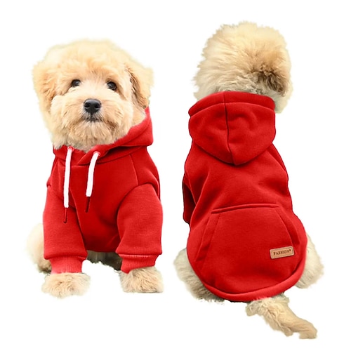Hundepullover für kleine Hunde, warme Herbstkleidung für Hunde (Rüden), mittelgroßer Welpenpullover mit Tasche aus Fleece für kleine Hunde (Hündinnen), Winter-Hoodie für Haustiere Image