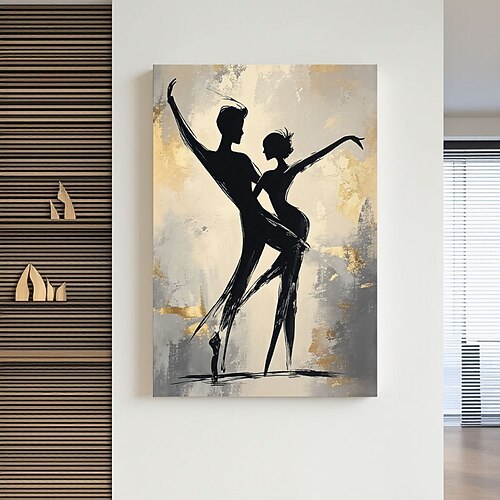 Ölgemälde, handgemaltes Wandbild, Tango-Tanzpaar, Boho-Stil, sanfte Malerei, minimalistischer Pinselstrich, Salsa-Tanzgeschenk für Tänzer, Tanzliebhaber Image