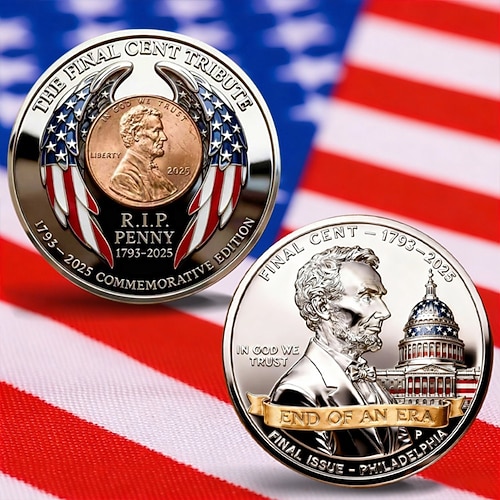 Der letzte Cent 1793–2025 · Gedenkmünze zum Ende einer Ära · Lincoln-Gedenkmünze (1909–2025) · Gedenkmünze zum letzten Lincoln-Penny · Historisches Sammlerstück · Geschenk zum Gedenken an die „letzte Image