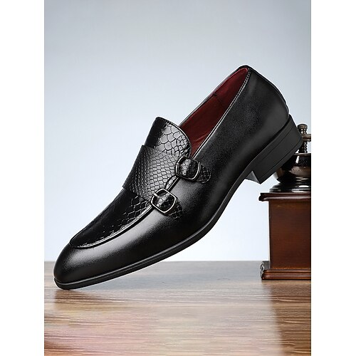 Rote Herren-Monk-Strap-Schuhe aus Kunstleder – elegante und stilvolle Schuhe für Hochzeiten und besondere Anlässe Image