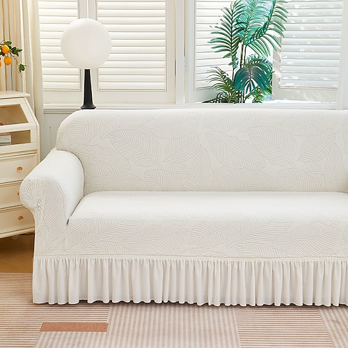 Elastischer Jacquard-Sofabezug im Rocksaum-Stil, dehnbar, für Ecksofas, L-förmige Sofas, Wohnzimmersofas, rutschfest, waschbar, staubdicht, für 1, 2, 3 oder 4 Sitze Image
