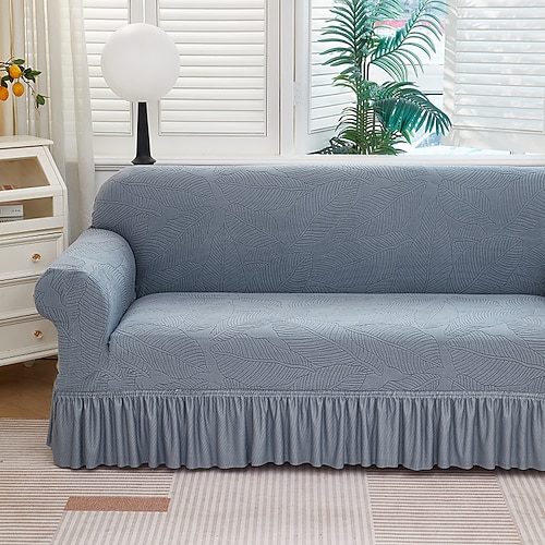 Elastischer Jacquard-Sofabezug im Rocksaum-Stil, dehnbar, für Ecksofas, L-förmige Sofas, Wohnzimmersofas, rutschfest, waschbar, staubdicht, für 1, 2, 3 oder 4 Sitze Image