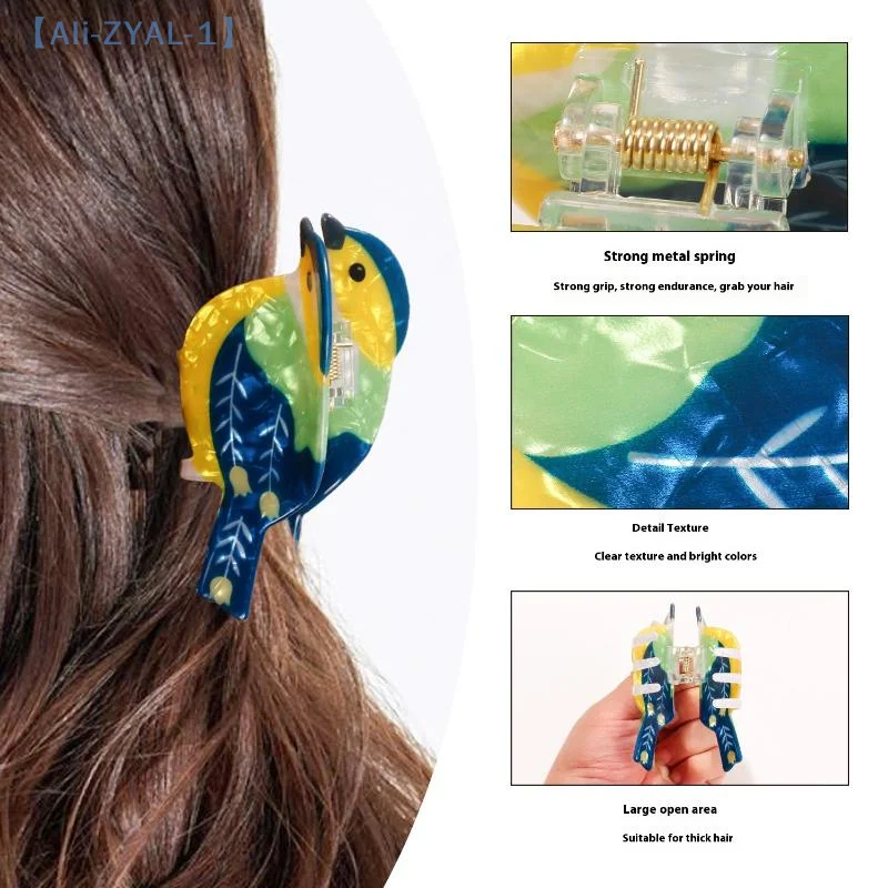 【ZYAL-1】1 Stück PVC niedliche Vogel-Greifklammer, bunte Haarnadel, Hai-Klammer, Damen-Accessoires, modische Haarklammer für Mädchen Image