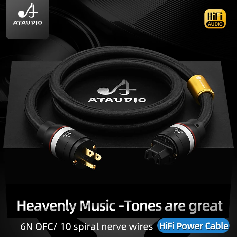 ATAUDIO HiFi-Stromkabel für Netzfilter, Decoder, CD-Player, 6N OFC-Anschlussleitung, Kupfer, vergoldet, mit EU/US/AU-Series-Stecker Image