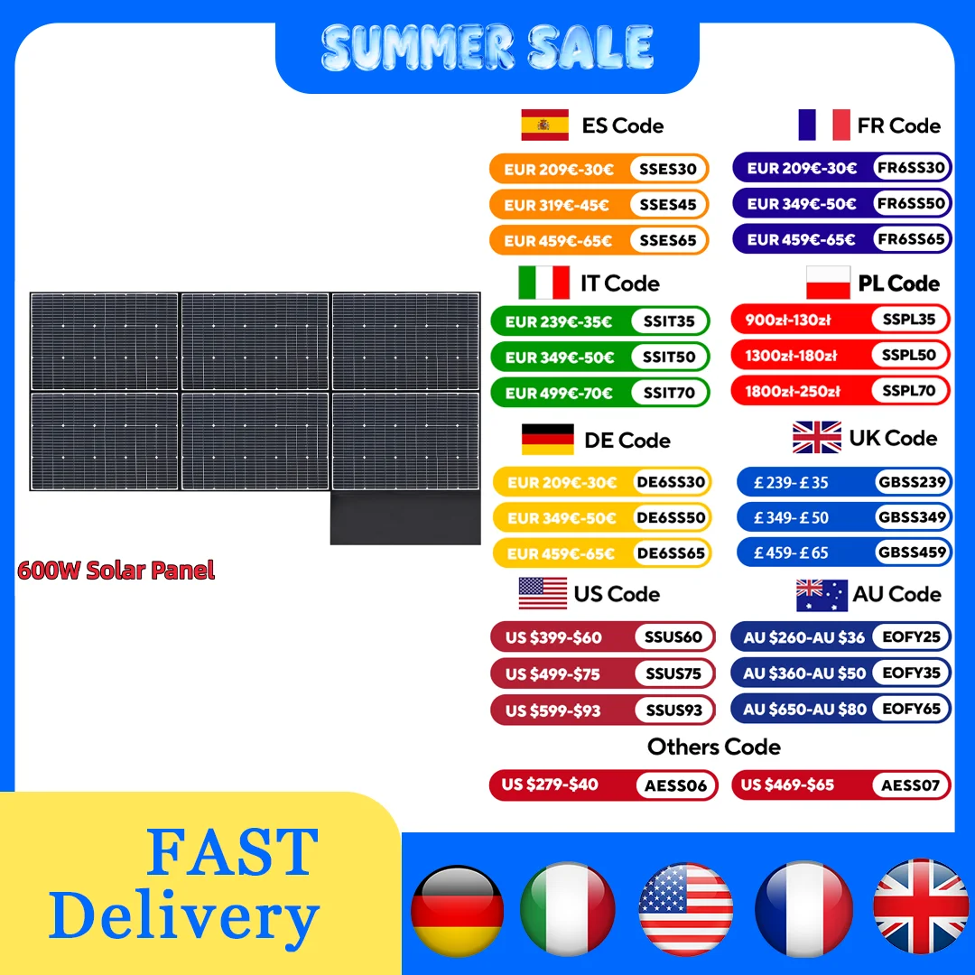 ALLPOWERS SP039 600 W faltbares Solarpanel, hocheffizientes Solarmodul, Solarladegerät mit Solerausgang für netzunabhängige Bootscamping Image