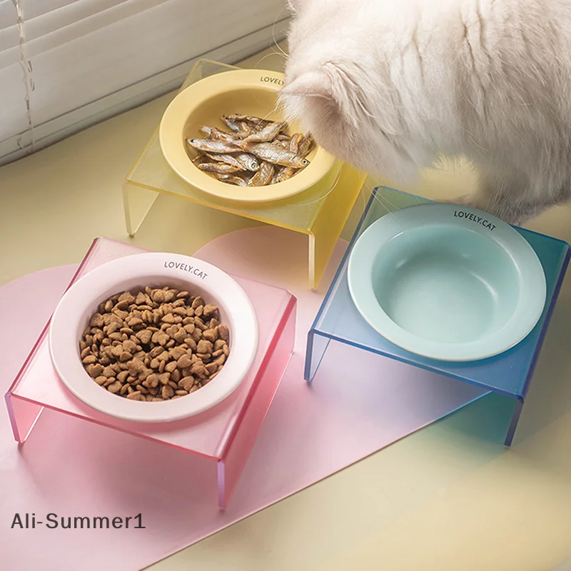 【E】Keramik-Katzenschüssel für Haustiere, Trinkwasser-Futternapf für Haustiere, Keramik, Katzenfutter, Hundefutter, Utensilien für Katzen und Hunde, Zubehör Image