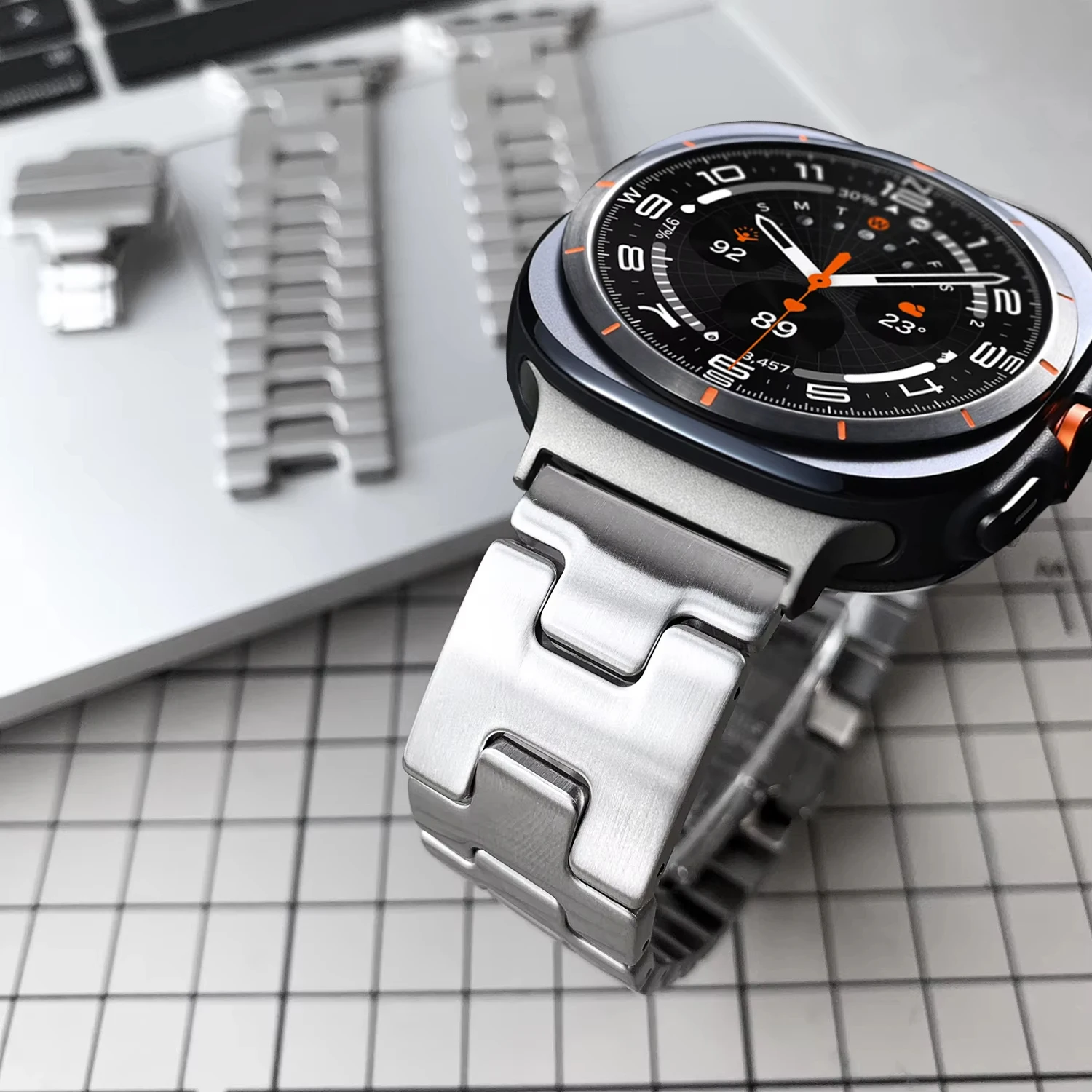 Quick Fit Luxus-Metallarmband für Samsung Galaxy Watch Ultra 47 mm H-förmiges Edelstahl-Band ohne Lücken für Galaxy Ultra-Armband Image