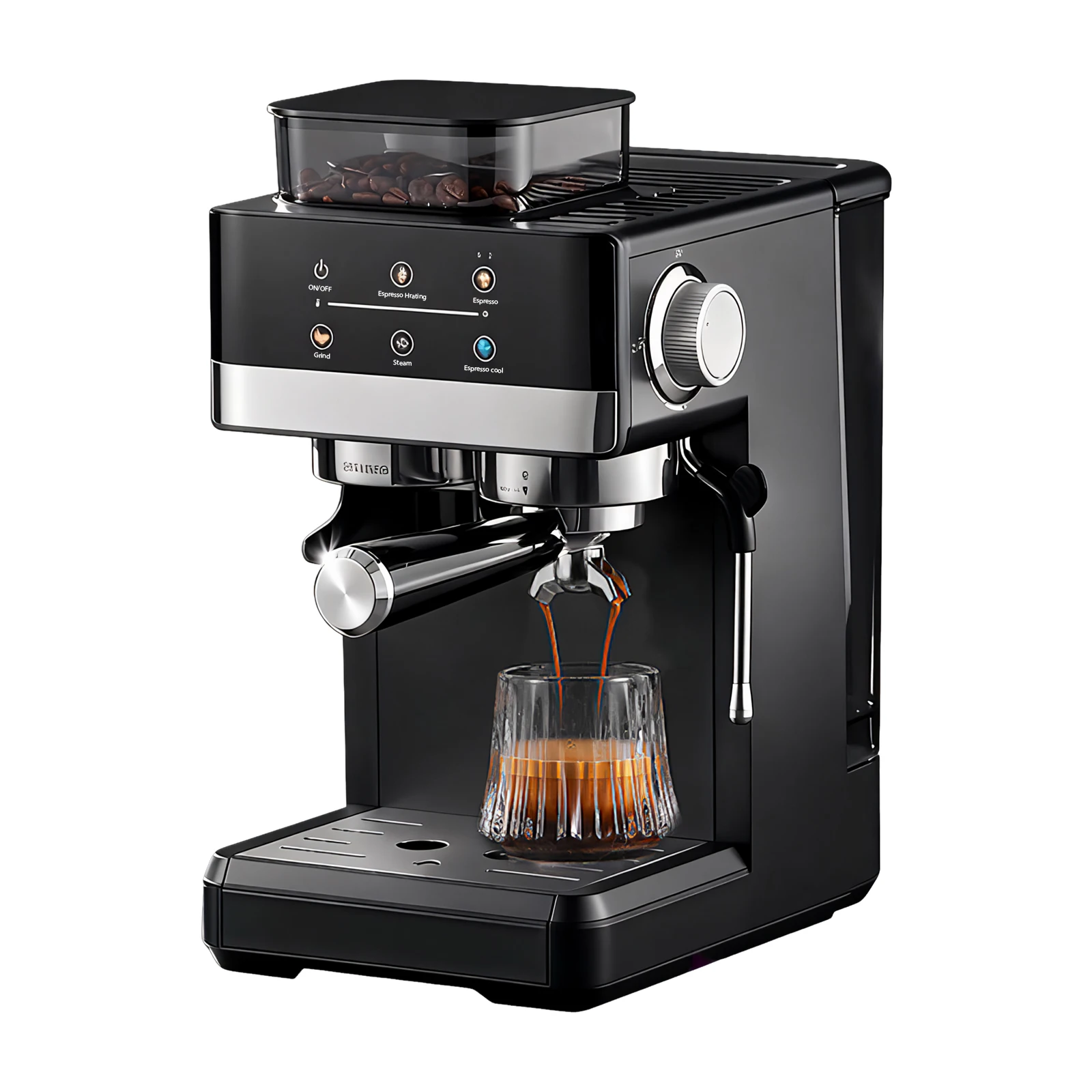 Espressomaschine mit integriertem Mahlwerk, 20bar, 1350W Kaffeemaschine, Dual-Extraktion, 1,8L Wassertank und Touchscreen Image