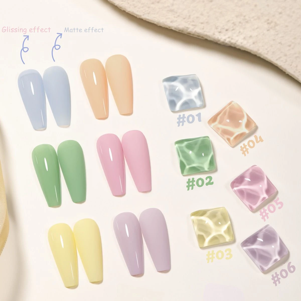 SHAKA 1 Stück Hühnchengelber Hami-Melonen-Grüner Nagellack, Rosa Nägel, Nachmittags-Süße Einfarbige Gel-Nagellacke Image