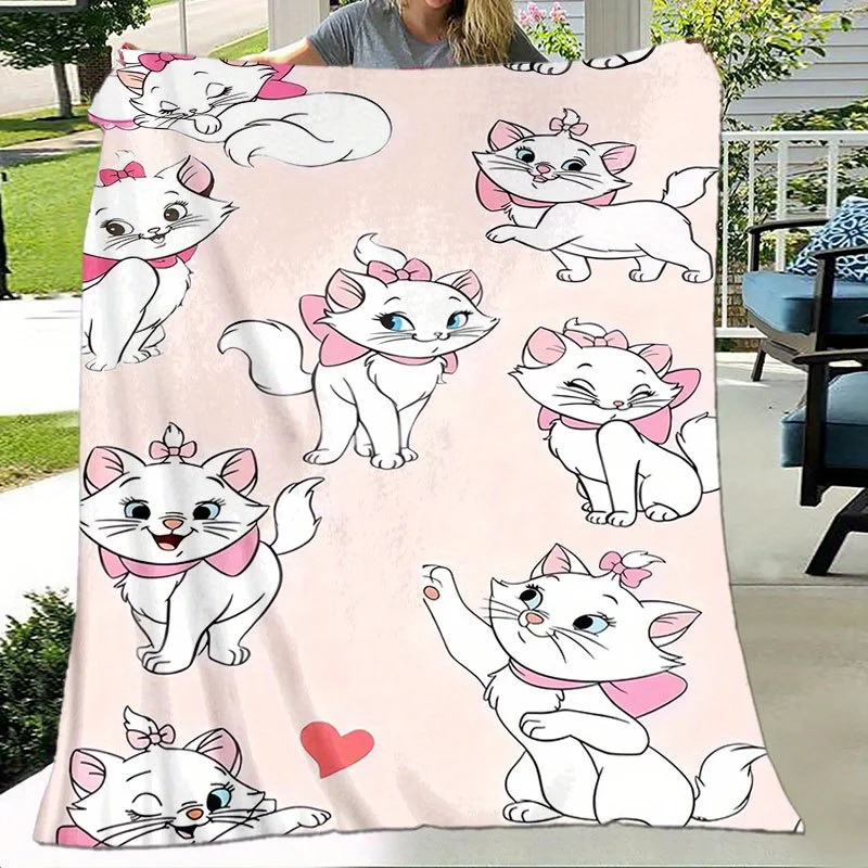 1 Stück Disney Marie Cat Flanelldecke: 2D-Druck, süßes rosa Cartoon-Design. Ganzjahresgeschenk – perfekt für Schlafzimmer/Wohnzimmer/Camping