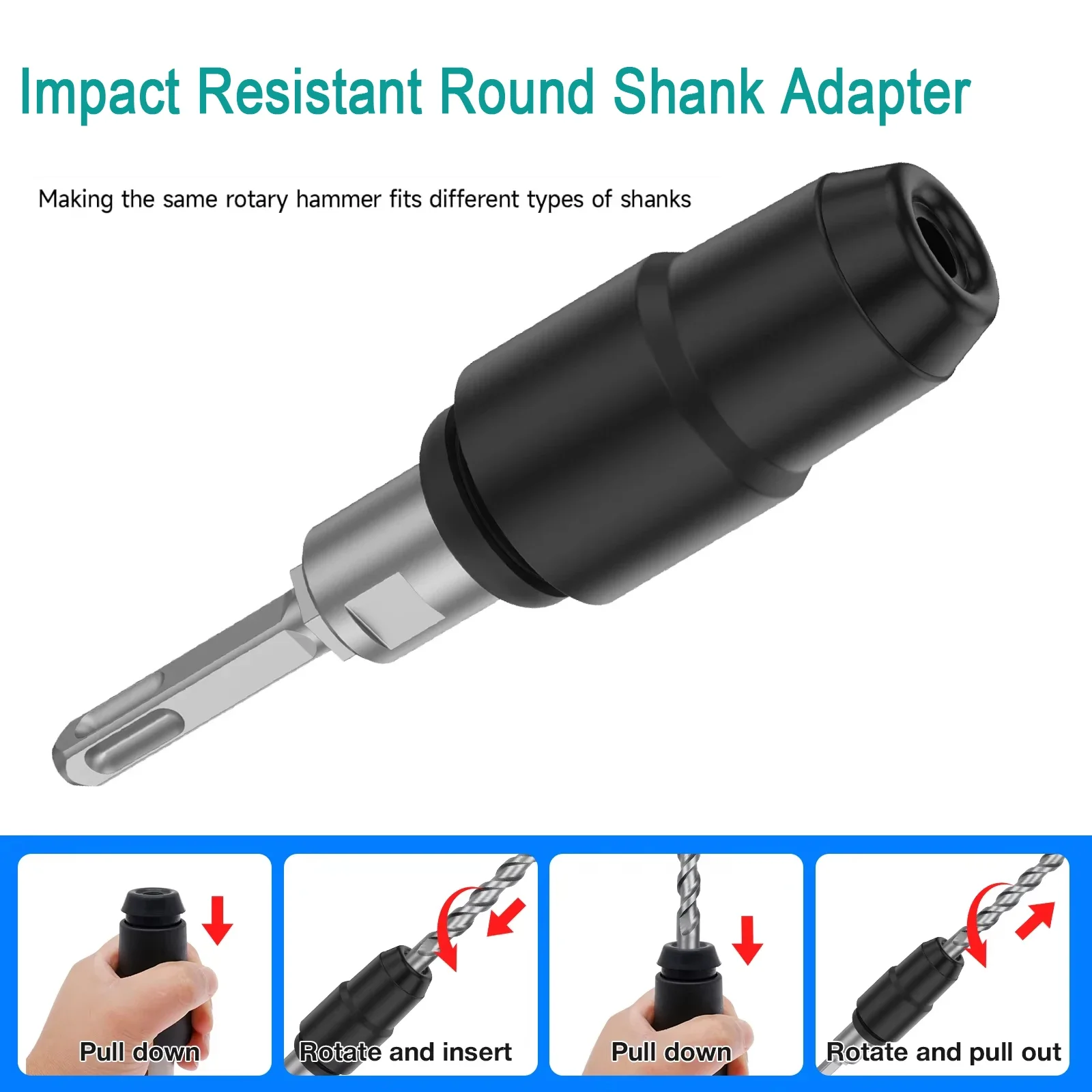 Bohrer-Adapter für Bohrhämmer, Kohlenstoffstahl, schlagfest, runder Schaft-Adapter, arbeitssparendes Konverter-Schaftwerkzeug Image