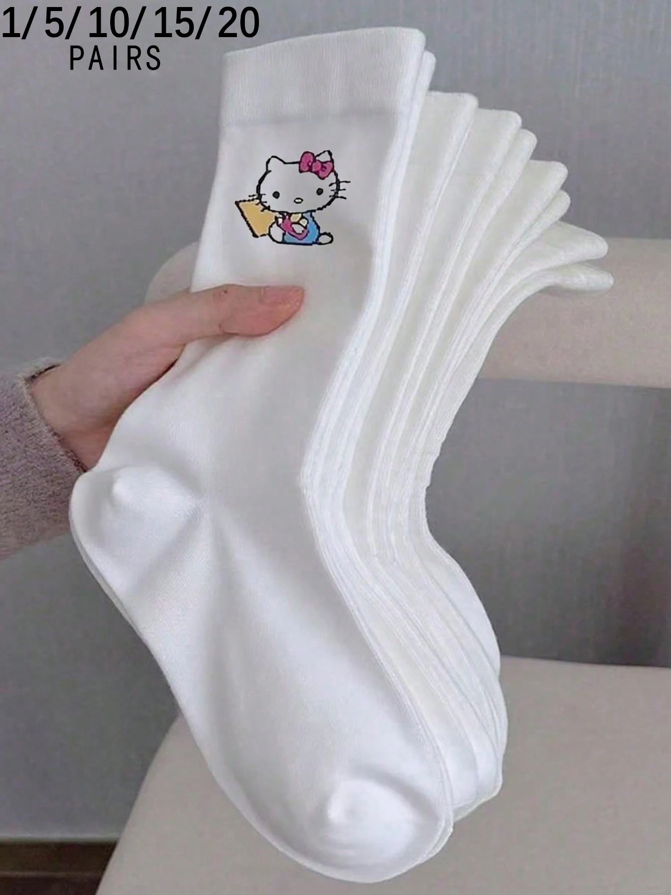 1/5/10/15/20 Paar Sanrio Cartoon Hello Kitty Postpartum Damen-Socken in der Mitte der Wade