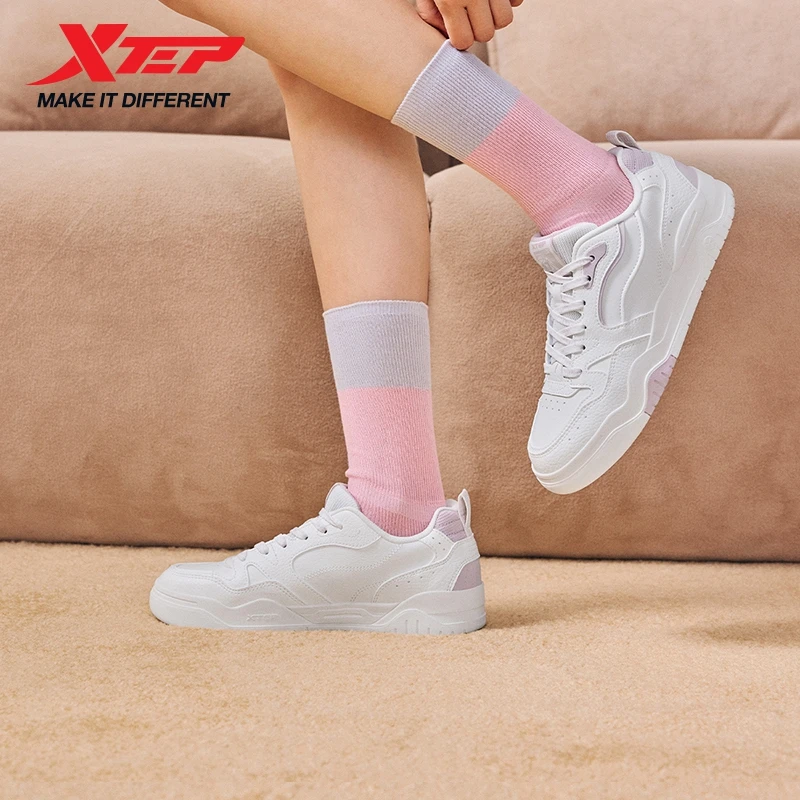 Xtep Haobai Skateboard-Schuhe für Damen, rutschfeste Unterstützung, Freizeitschuhe, weiche Retro-Mode, Vintage-Chic-Turnschuhe 874118310005