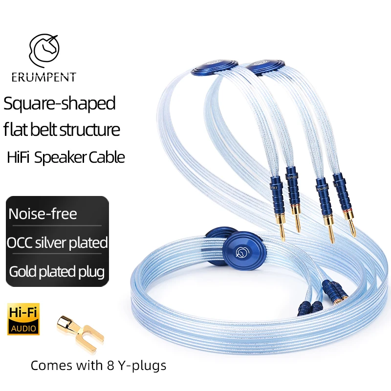 Ein Paar HiFi-Flachlautsprecherkabel Hi-End versilbert OCC Audio Audiophile Lautsprecherkabel für Verstärker DVD Image