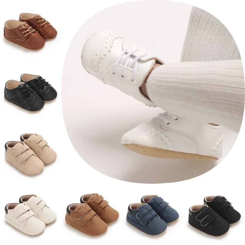 PU-Schnür-Sportschuhe für Babys, bequeme weiche Sohle, lässige Wanderschuhe, klassische Mode, Herbst, 0–18 Monate