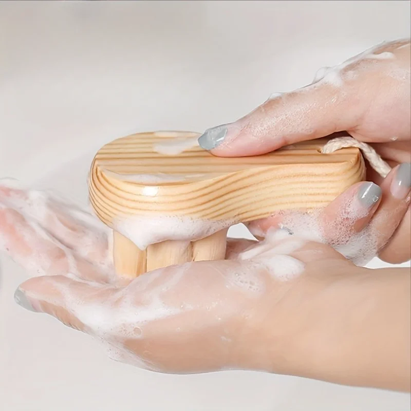 1pc Griff Gesichts wasch bürste Holzgriff weiches Haar manuelle Reinigungs bürste Bambus kohle weiches Haar Make-up Entfernung Image