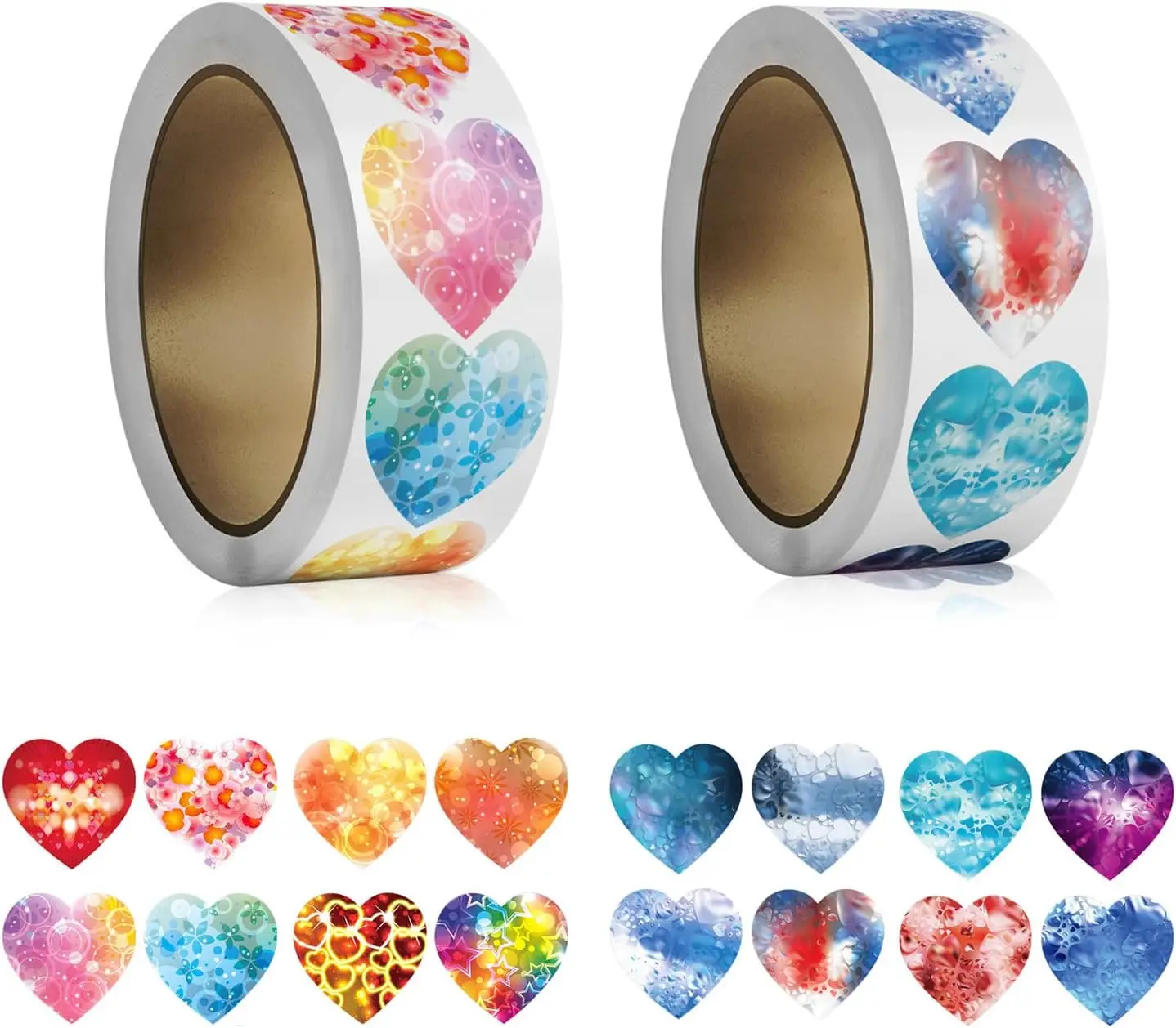 500–1000 Stück bunte Herz-Aufkleber, (16 Designs), 2,5 cm große Herz-Aufkleber für Valentinstag, Hochzeit, Geburtstag, Party-Dekoration Image