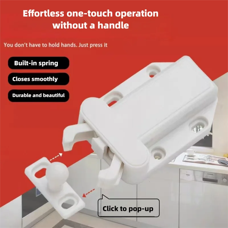 Push-to-Open-Türsteher, springender Press-Typ, Schrankschnäpper, grifffreie, unsichtbare Schrankgriffe, Schnäpper, Panelöffner, Schließer Image