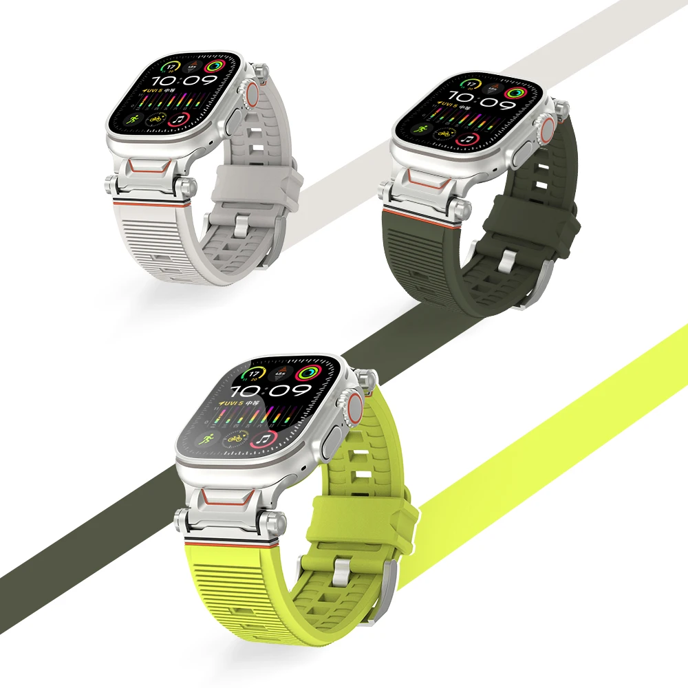 Quick Fit Silikonarmband für Apple Watch Serie 10, 46 mm, 9, 8, 7, 45 mm, 44 mm, 42 mm, keine Lücken, Sportarmband für iWatch Ultra 2 49 mm Band Image