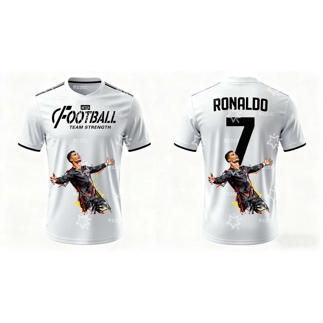 Ronaldo Nr. 7-Fußballtrikot, Wettkampftrainingstrikot für Herren, Herbstsport, schnell trocknend, Herren-T-Shirt, Kinderbekleidung Image