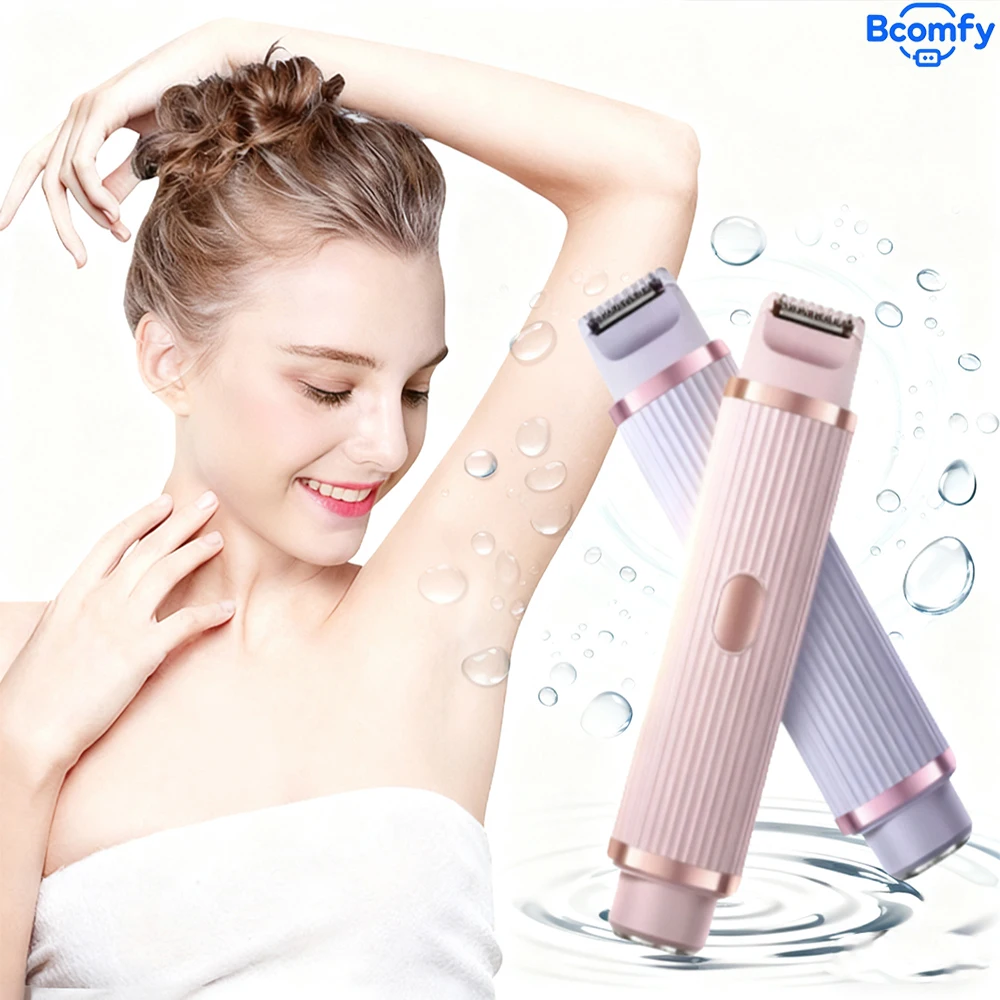 Elektrische Rasierer für Frauen, 2-in-1-Bikini-Trimmer, tragbarer schmerzloser Epilierer, Haarschneider, Nass- und Trockengebrauch, Achselhöhlen, Beine, Rasierer