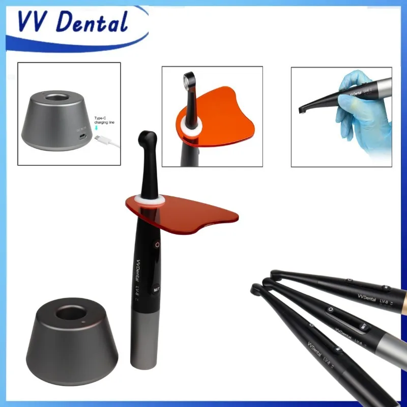 VV Dental Kabelloses Harz-Härtungslicht, Mundhygiene, kabelloses Gerät, 1-Sekunden-Härtungslampe, HD-Display, 1000–2200 mw/c ㎡ Image