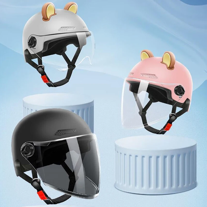 1pc Cartoon Elektrische Fahrrad Motorrad Halb Helm Mit Brille Fahrrad Schutzhelm 3C Zertifiziert männer Und frauen erwachsene Image