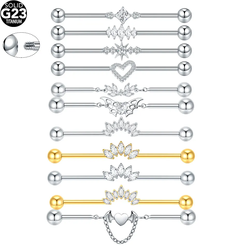 1/5Pcs Titan Industrielle Barbell Ohr Knorpel Ring Schmetterling Ohr Stange Lange Brücke Ohrring Helix Piercing Sexy schmuck 14G 38mm Image