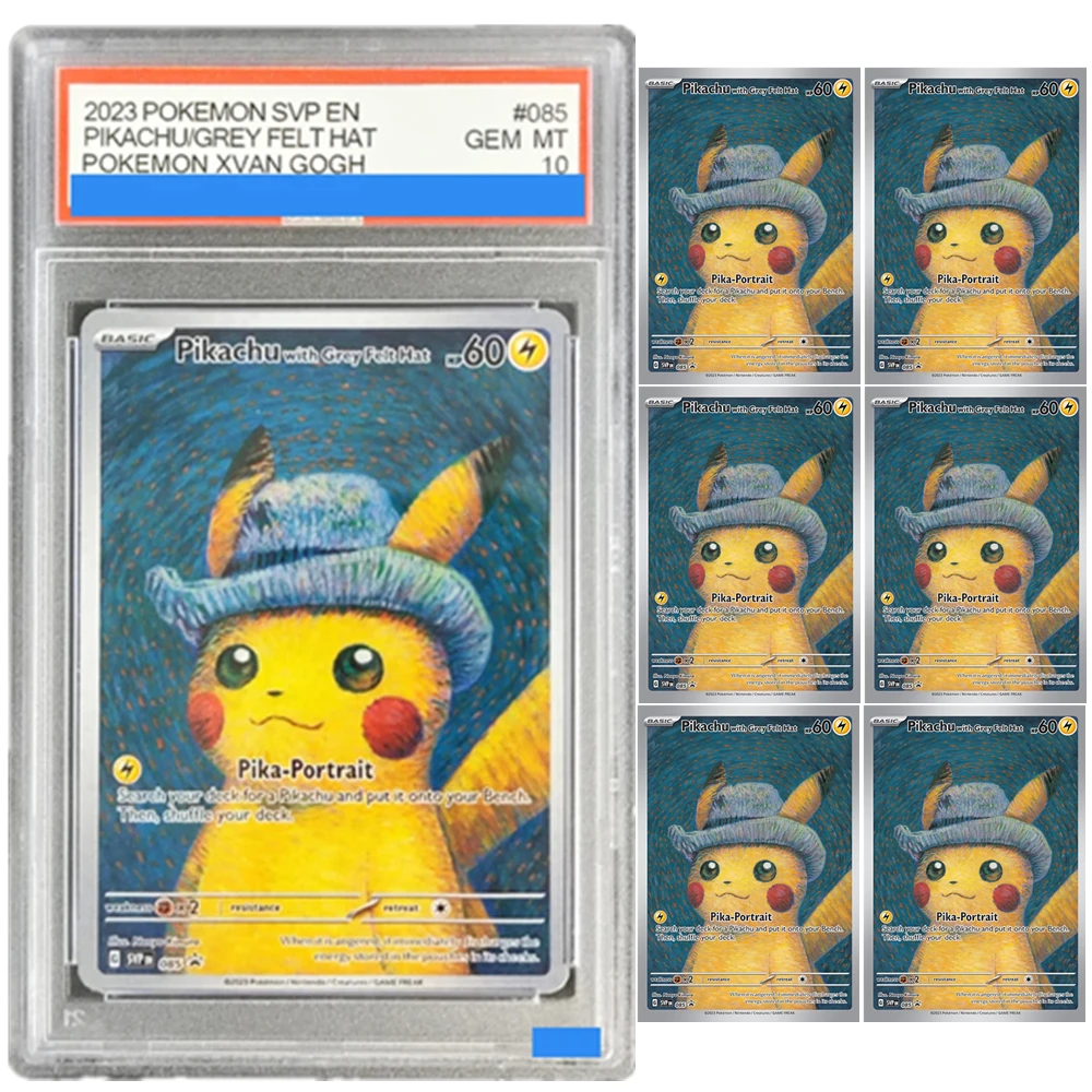 Proxy 2023 PTCG POKEMON X VAN GOGH PIKACHU MIT GRAUER FLITZE HUT # 085 SVP Authentication Englische Geschenksammlungskarten der Güteklasse 10, Spielzeug Image