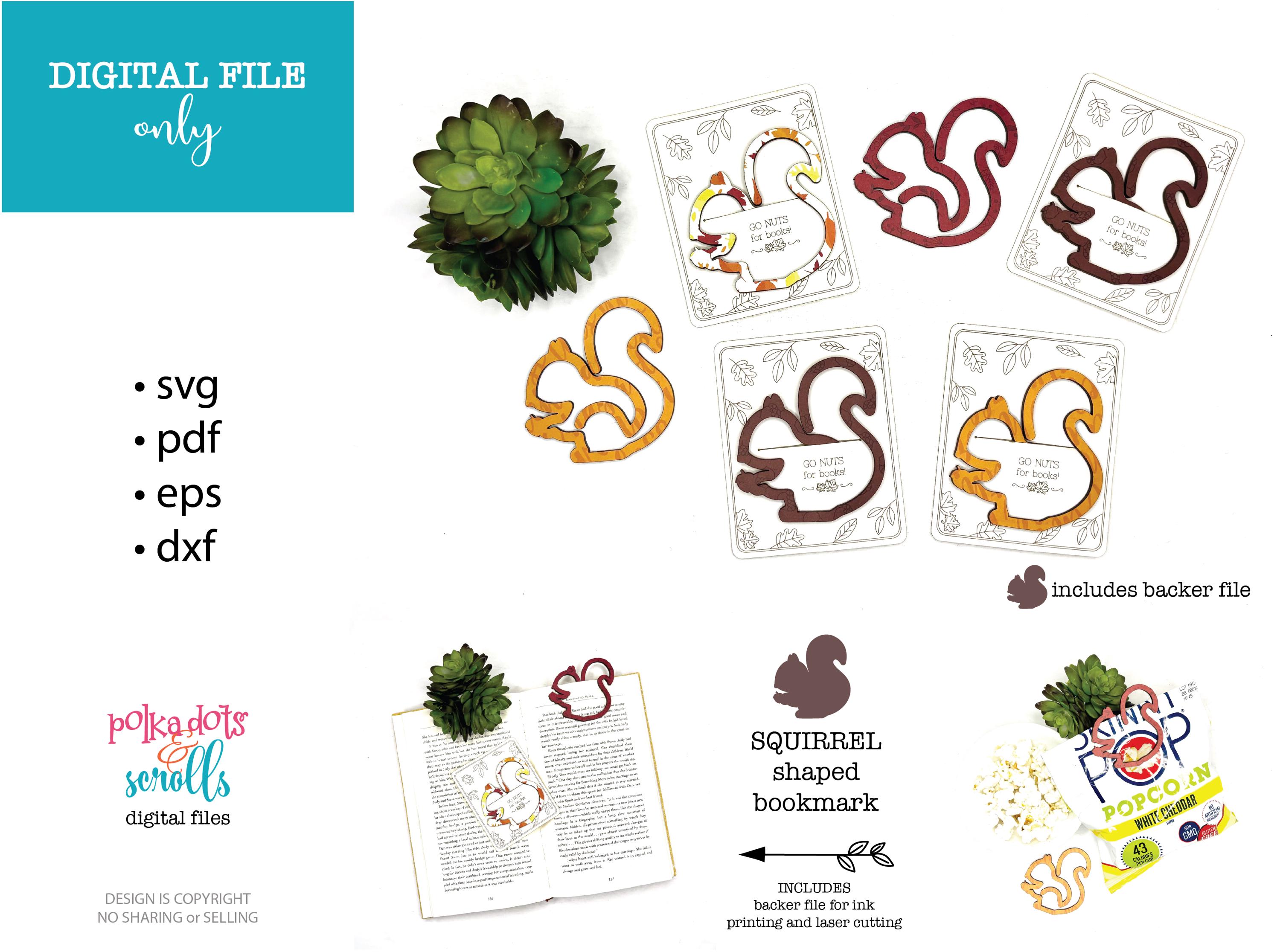 Segnalibro laser scoiattolo svg, file laser animali della foresta, file STL segnalibro scoiattolo 3D, file segnalibro STL 3D, Laser Scrap Busters