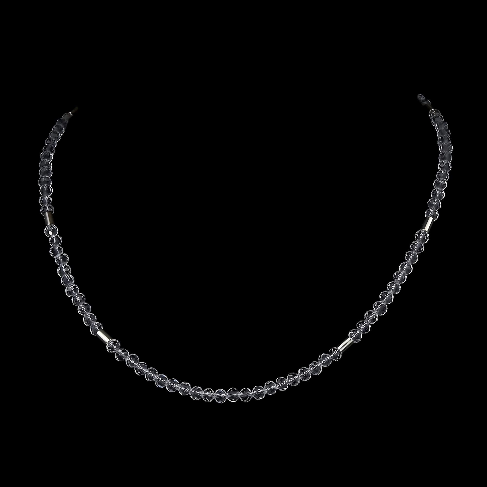 Collana di cristallo di rocca - collana di cristallo - argento 925 - cristallo di rocca naturale sfaccettato 4 mm - collana scintillante