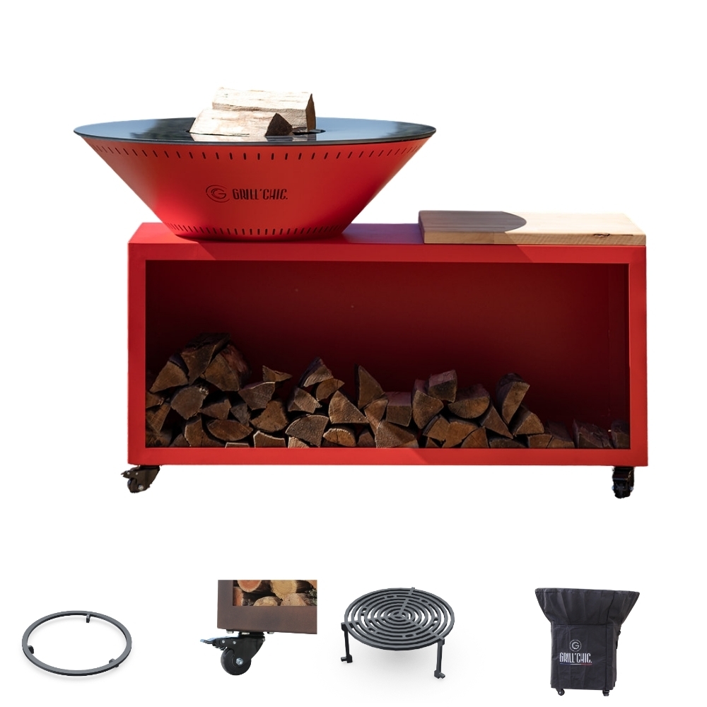 GRILLCHIC Privilege Pack Traditioneller Brasero Stahl 103 Rot Doppelte Wanne Image