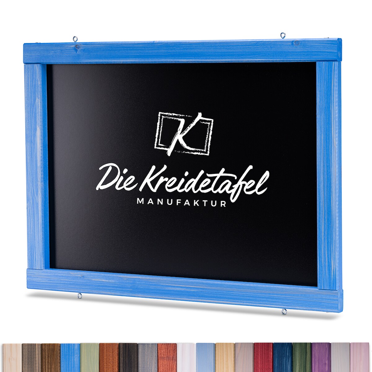 Die Kreidetafel Manufaktur Kreidetafel mit Holzrahmen / Blau 100x50cm Image
