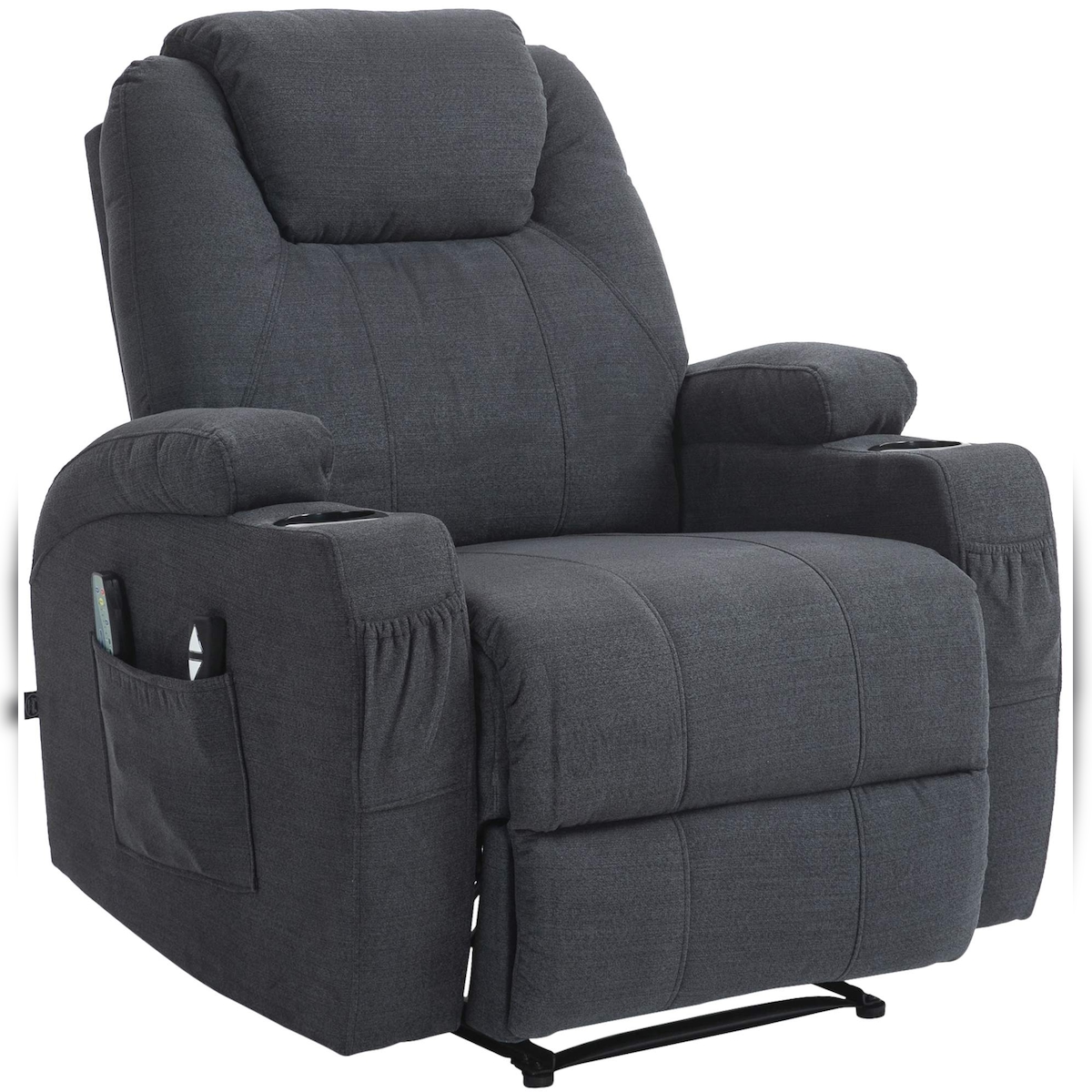 DELUKE Lounger Sessel PORTO - Stoff Dunkelgrau 83x94x105 cm | Loungesessel Wohnzimmer Bequem Lounger Clubsessel Sofa Hotelsessel Eingang Image