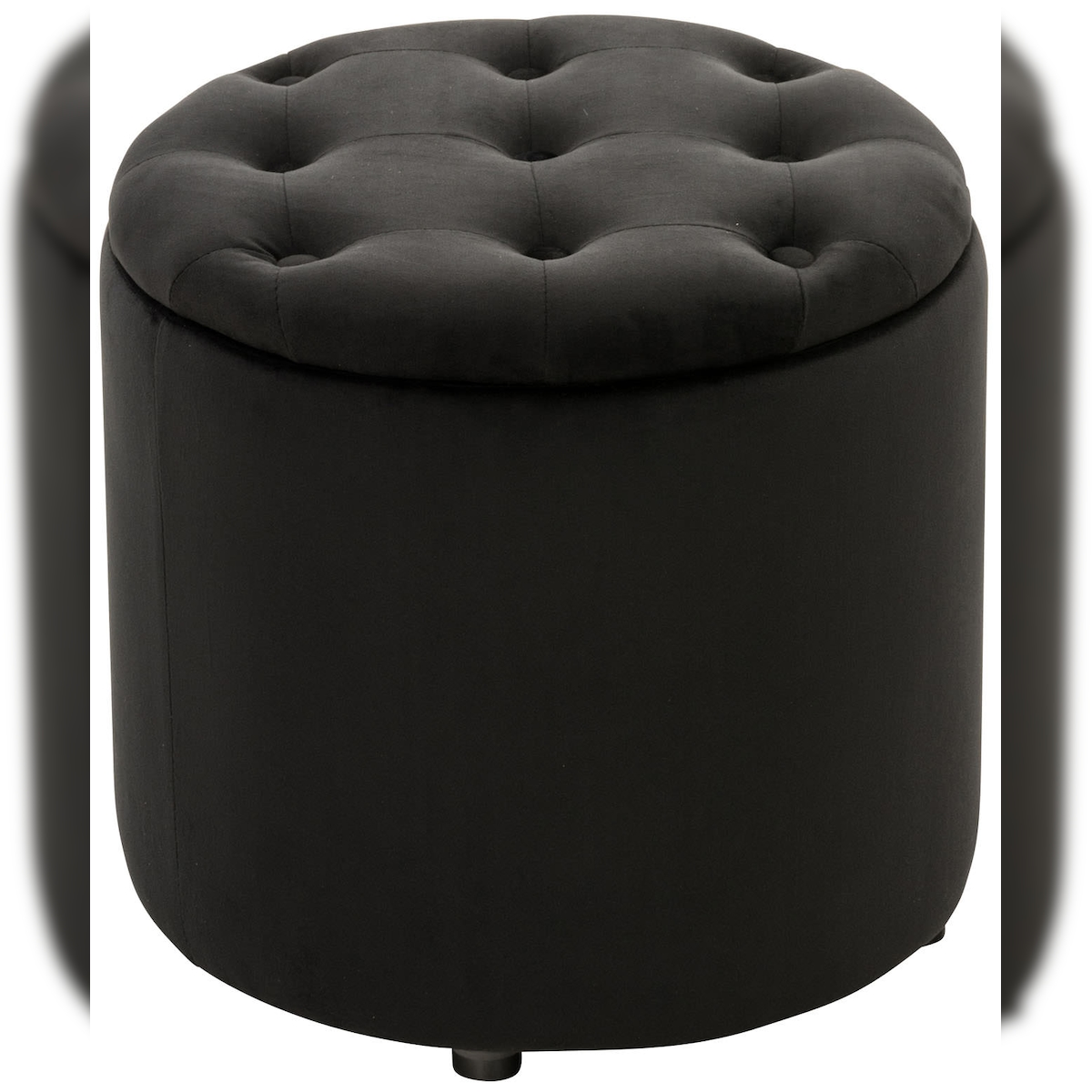 DELUKE Sitzhocker CUTUN - Samt Schwarz 44x44x42 cm | Hocker Schlafzimmer Polsterhocker Wohnzimmer Sitzbank Esszimmer Image