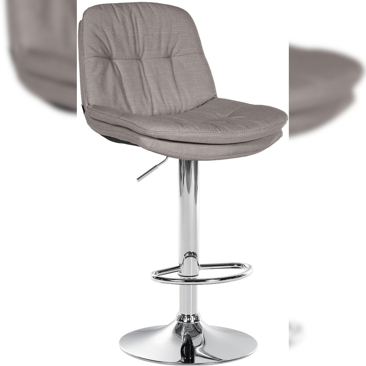 DELUKE Barhocker MITUN - Stoff Grau 46x54x92 cm Silber | Barstuhl Höhenverstellbar Mit Lehne Drehbar Tresenhocker Tresenstuhl Kneipenhocker Kneipenstuhl Image